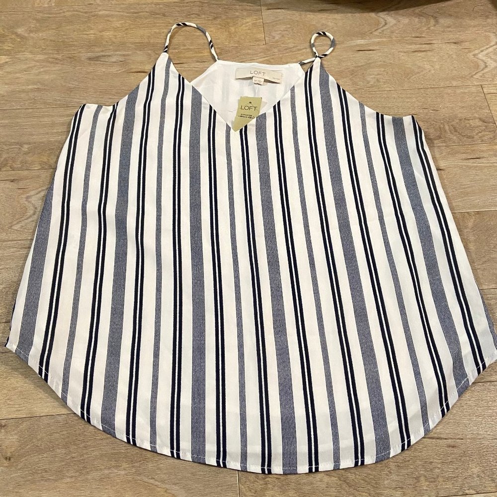 LOFT NWT navy striped white camisole shell